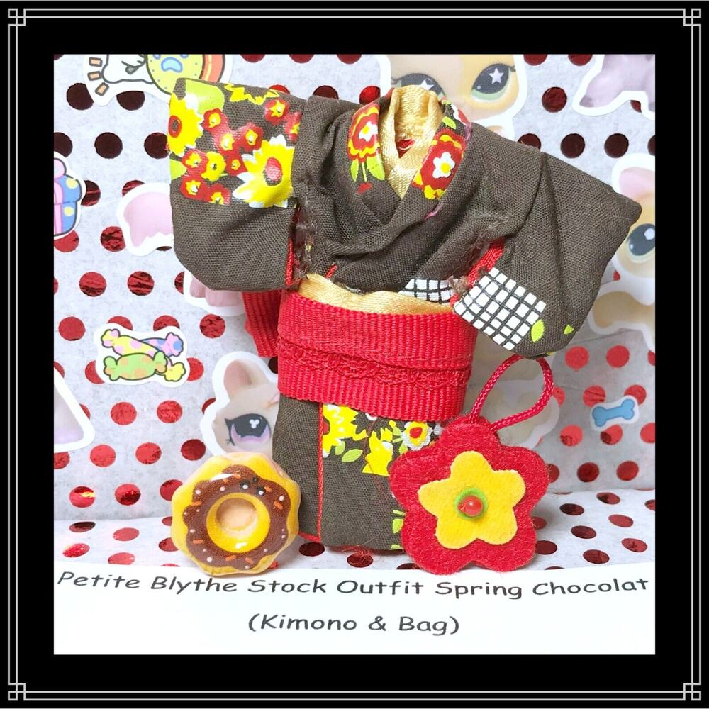 Petite Blythe Spring Chocolat Original Stock Outfit Kimono Purse for 4" Doll - Picture 2 of 5